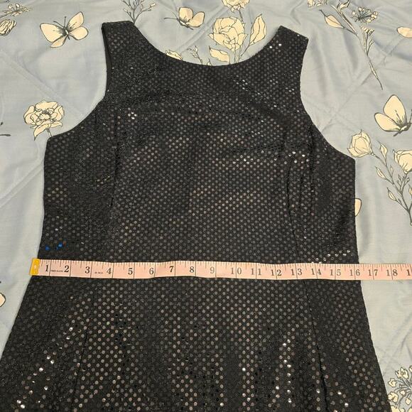 VTG 90s Y2K Black Sparkle Sequin Mini Dress Sz 10 Elegant Romantic Whimsical - Picture 7 of 8